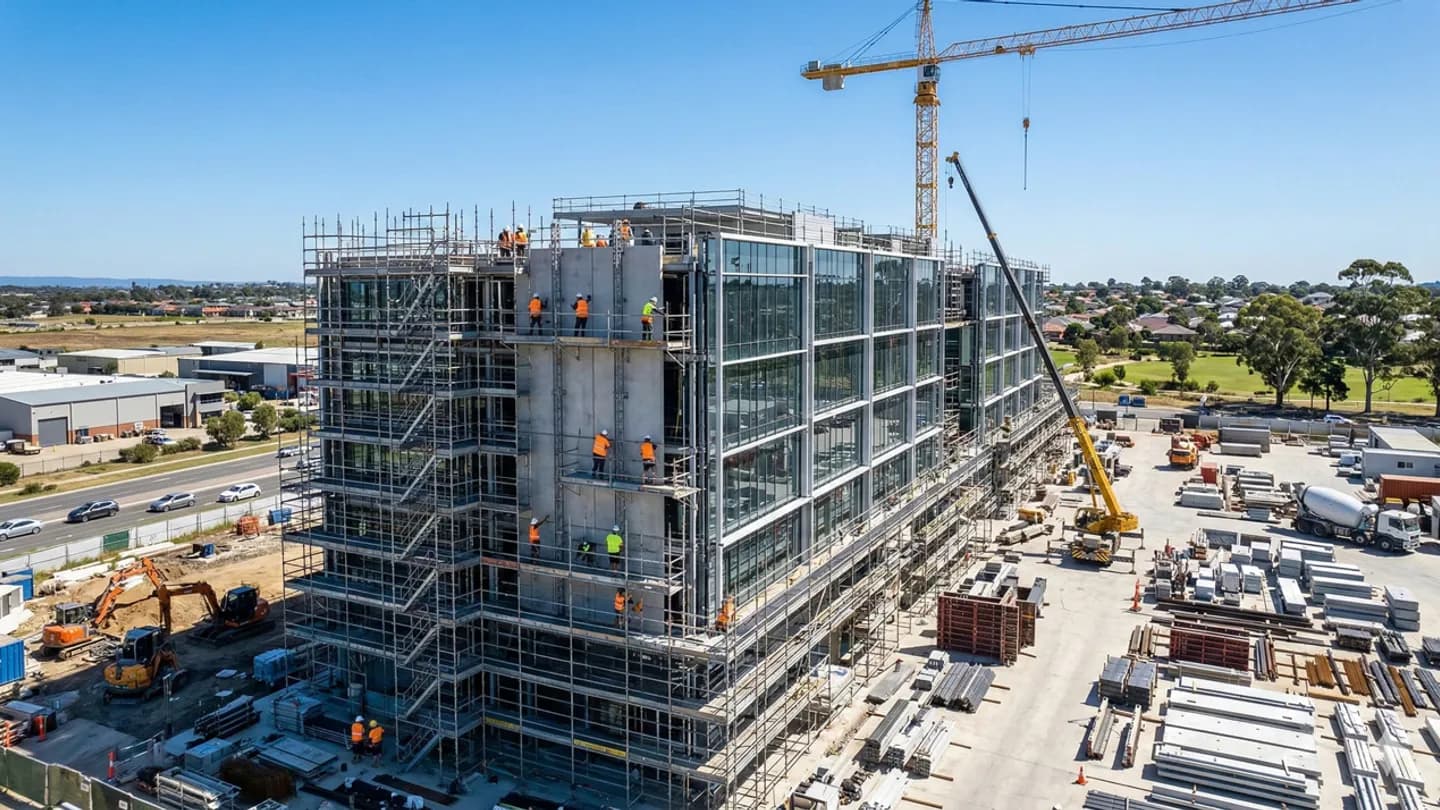 Construction site in Western Sydney with scaffolding